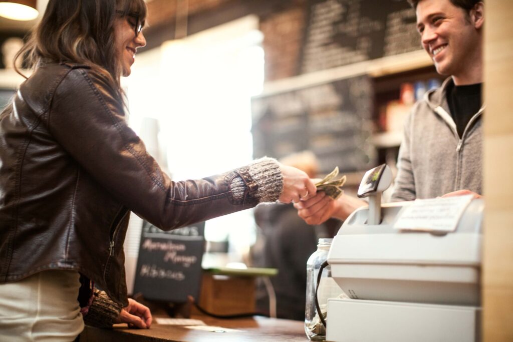 Customer pays in cash to get a lower point